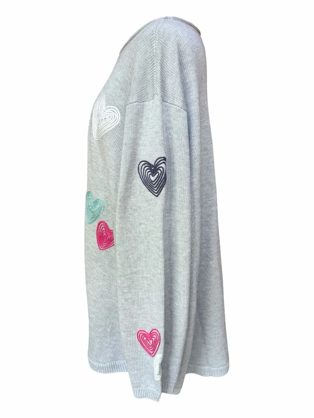 NWOT Coldwater Creek 60% Cotton Embroidered Soutache Heart Knit Pullover Sweater